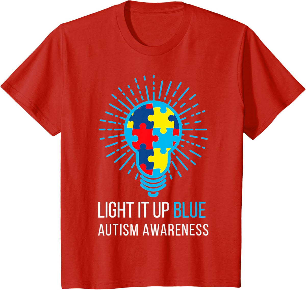 Light It Up Blue Autism Awareness Ribbon Puzzle Pieces
