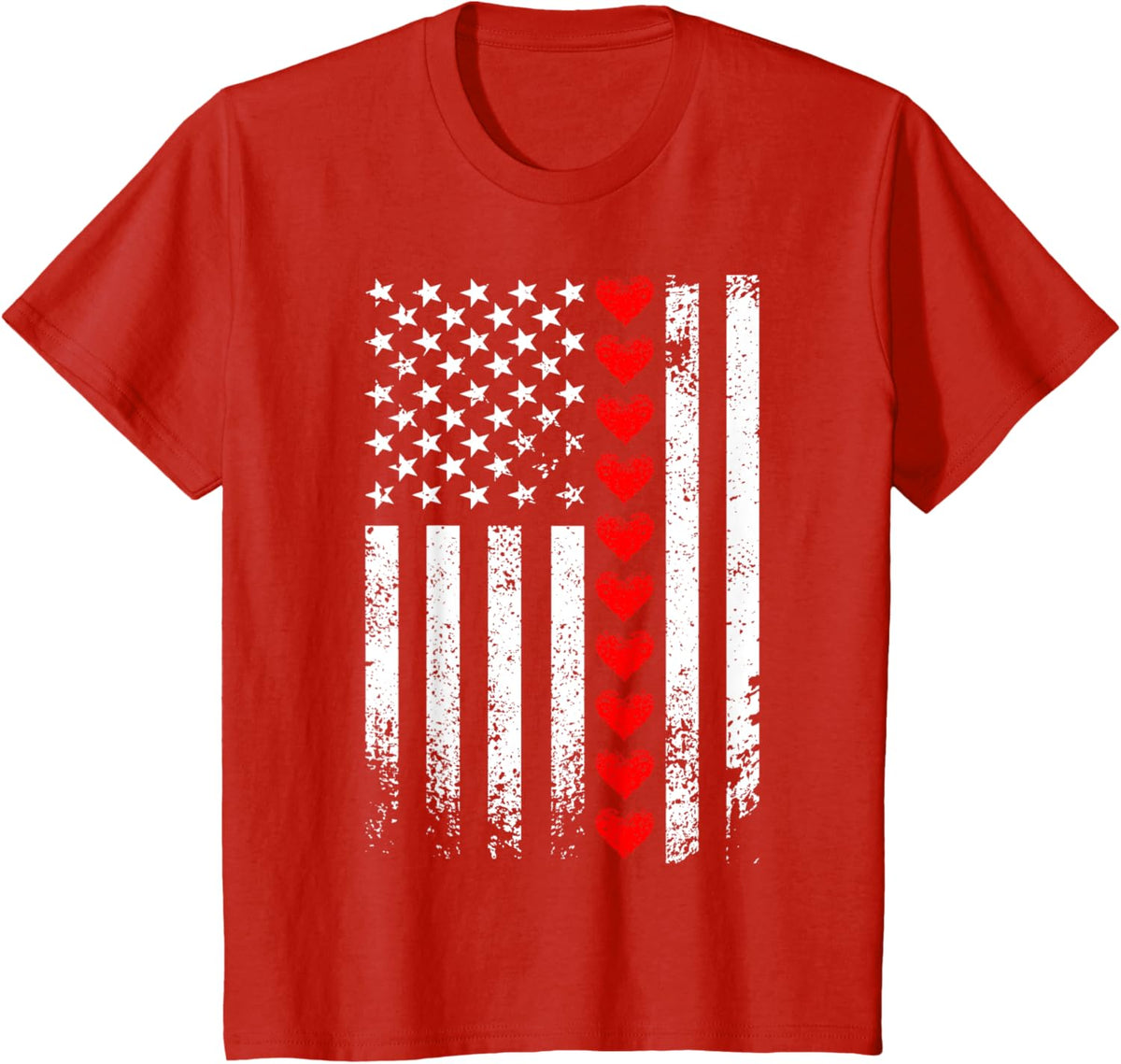 Vintage Valentines Day American Flag Hearts Mens Boys Kids
