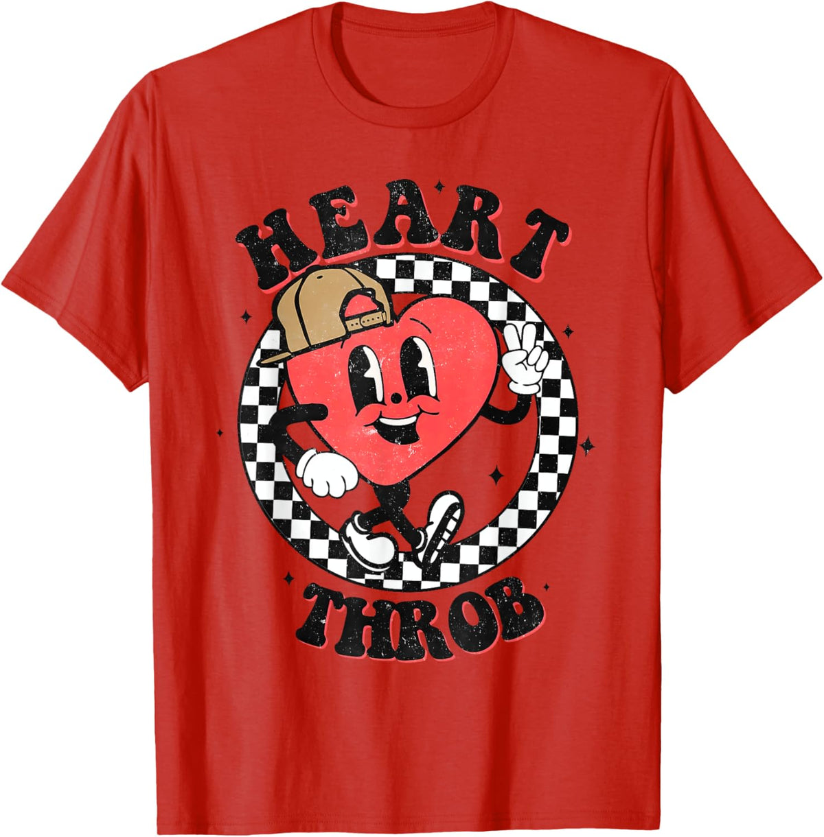 Retro Heart Throb Checkered Kid Preschool Boy Valentines Day