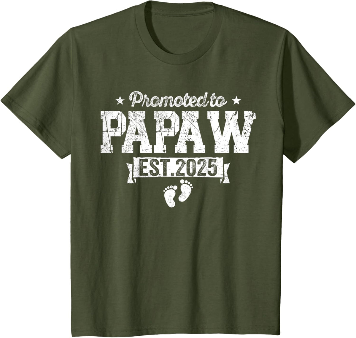 Retro Promoted To Papaw 2025 New Papaw First Father&#39;s Day T-Shirt, Small, Black