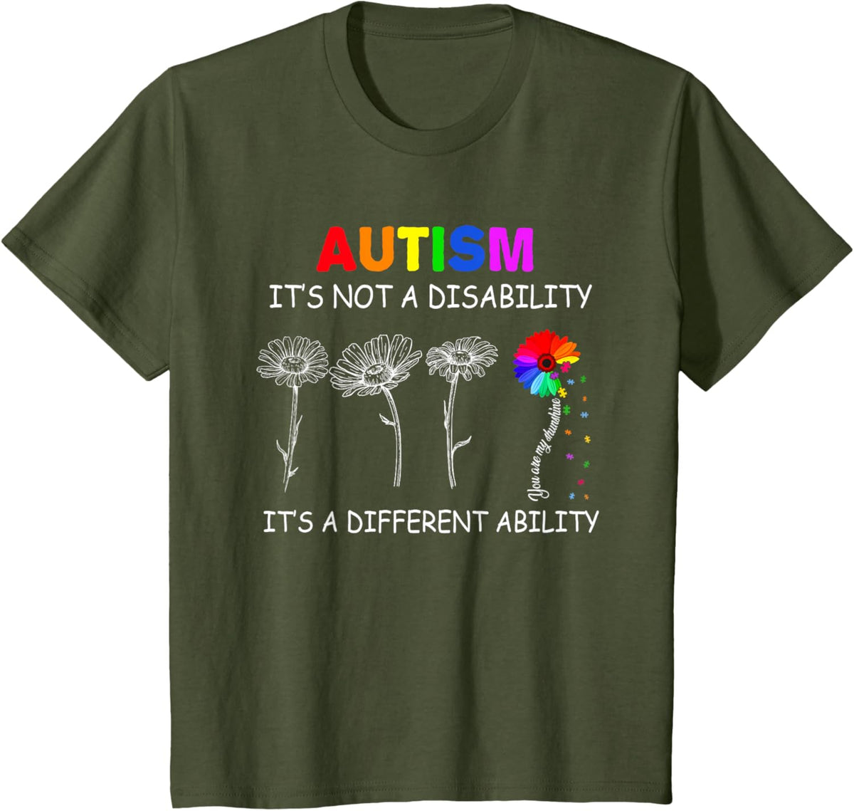 Not a disability its a different ability - Autism Awareness T-Shirt, Black