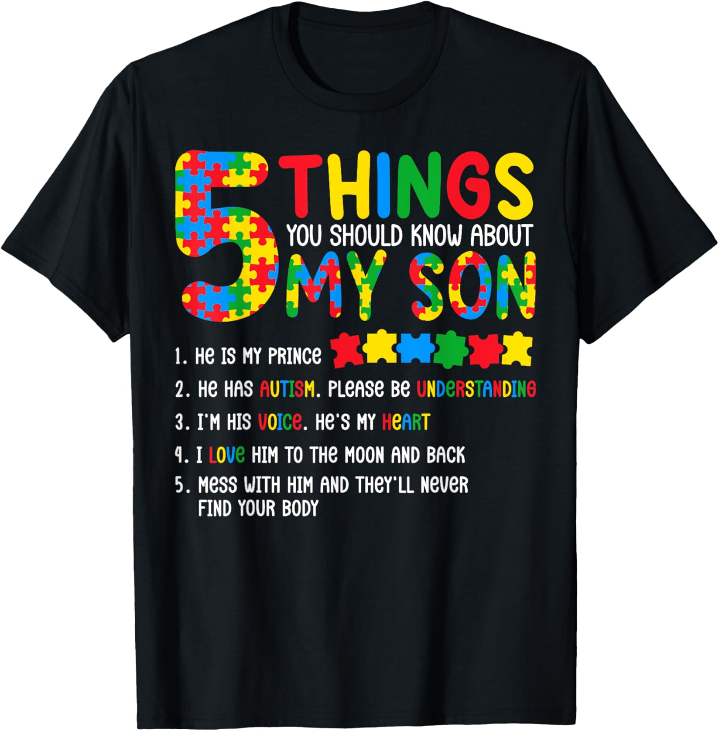 Autism Awareness Shirt 5 Things You Should Know About My Son