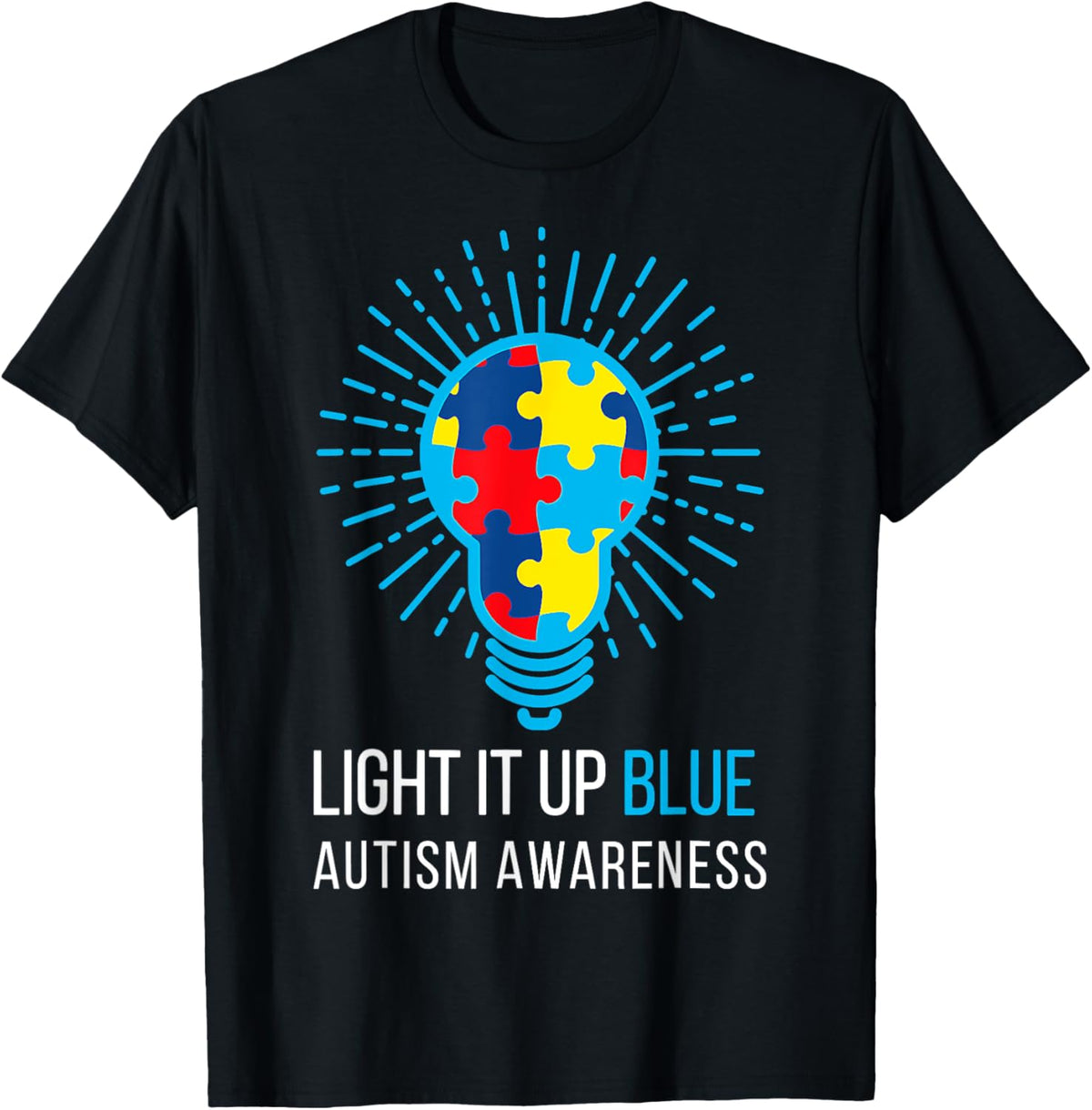 Light It Up Blue Autism Awareness Ribbon Puzzle Pieces