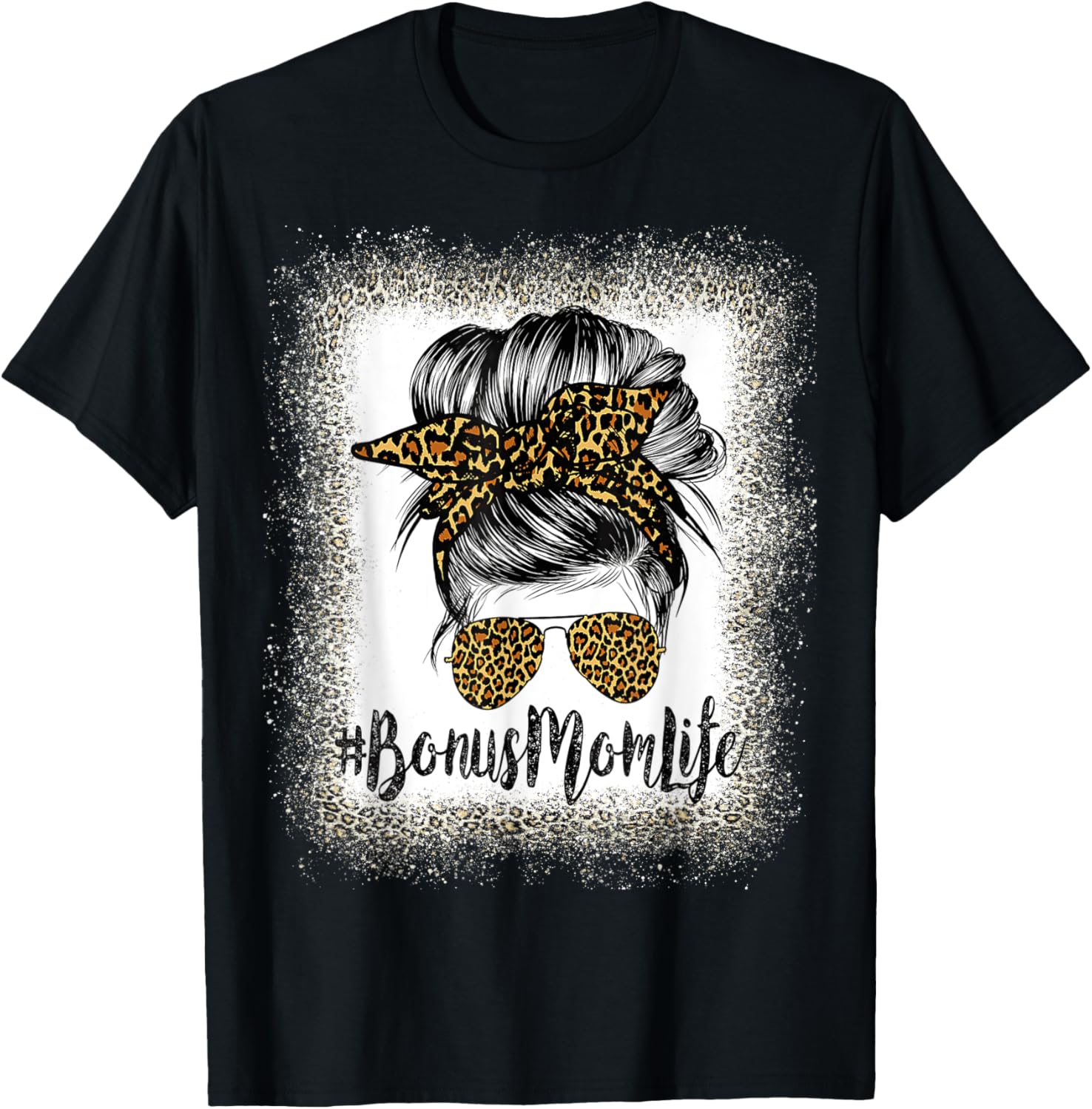Bonus Mom Life Hair Bandana Glasses Leopard Mother's Day T