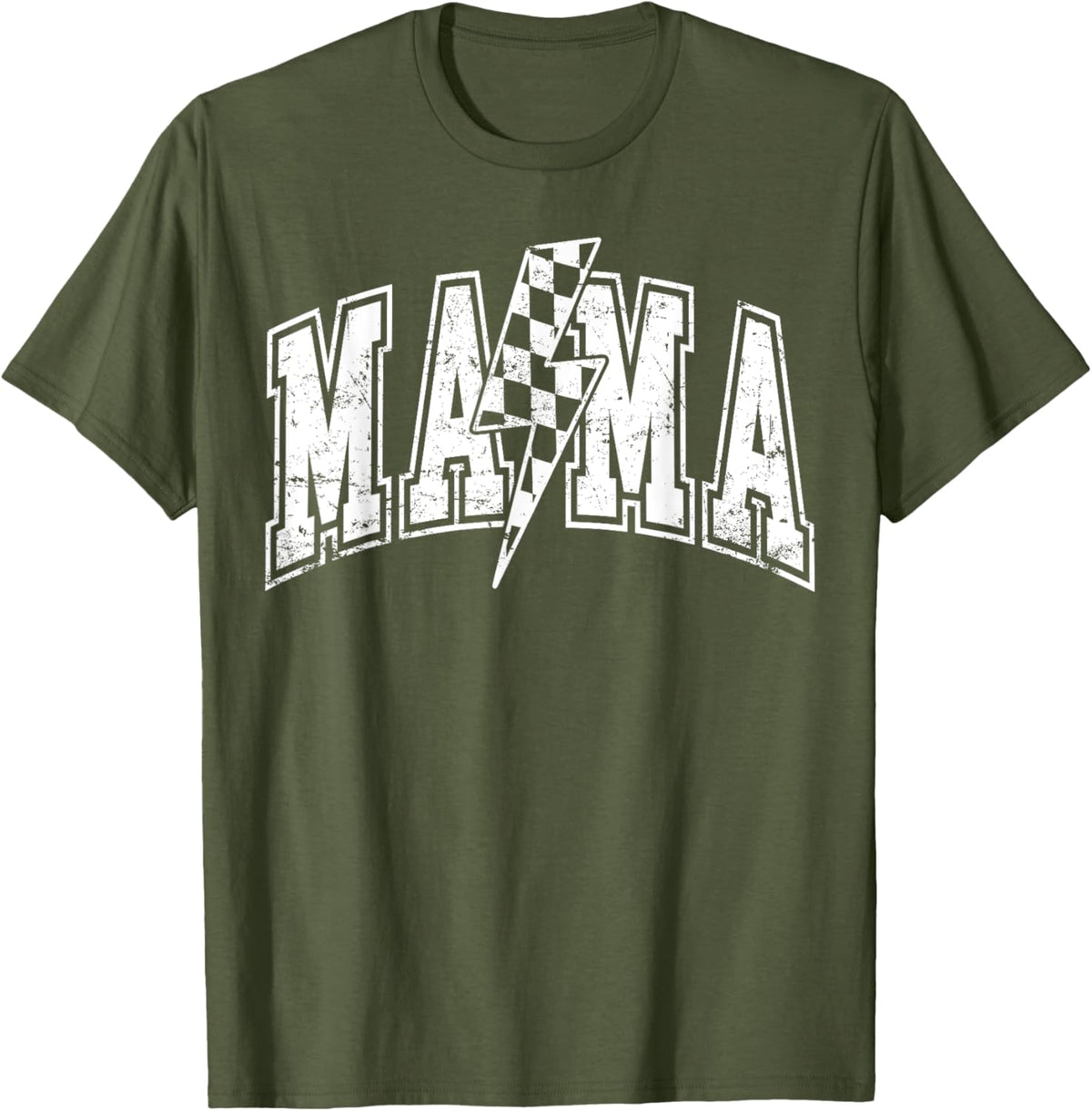 Mama Lightning Bolt Checkered Varsity Mom Women Mother&#39;s Day Mother Shirt