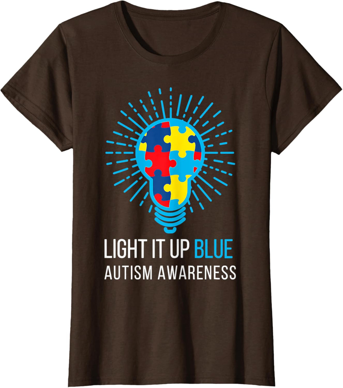 Light It Up Blue Autism Awareness Ribbon Puzzle Pieces