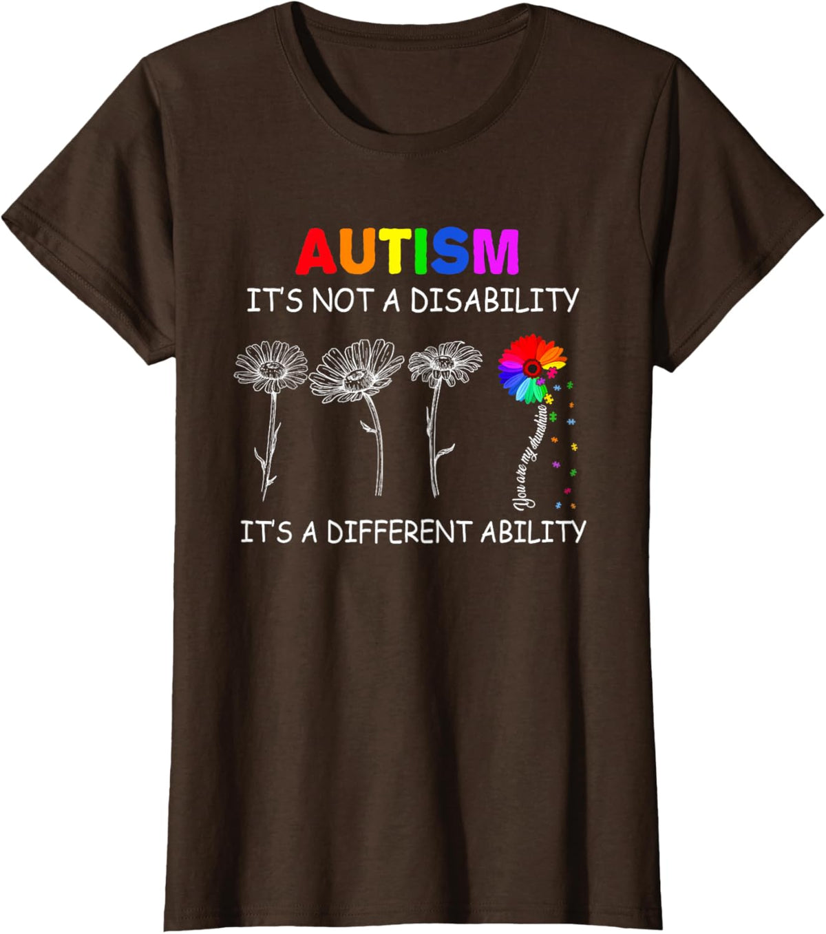 Not a disability its a different ability - Autism Awareness T-Shirt, Black