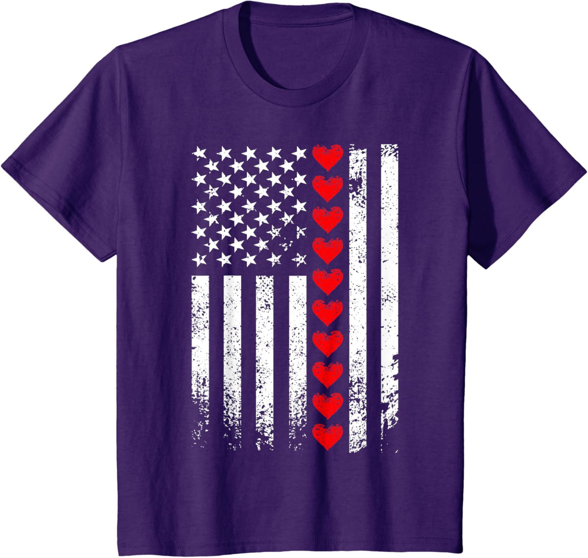 Vintage Valentines Day American Flag Hearts Mens Boys Kids