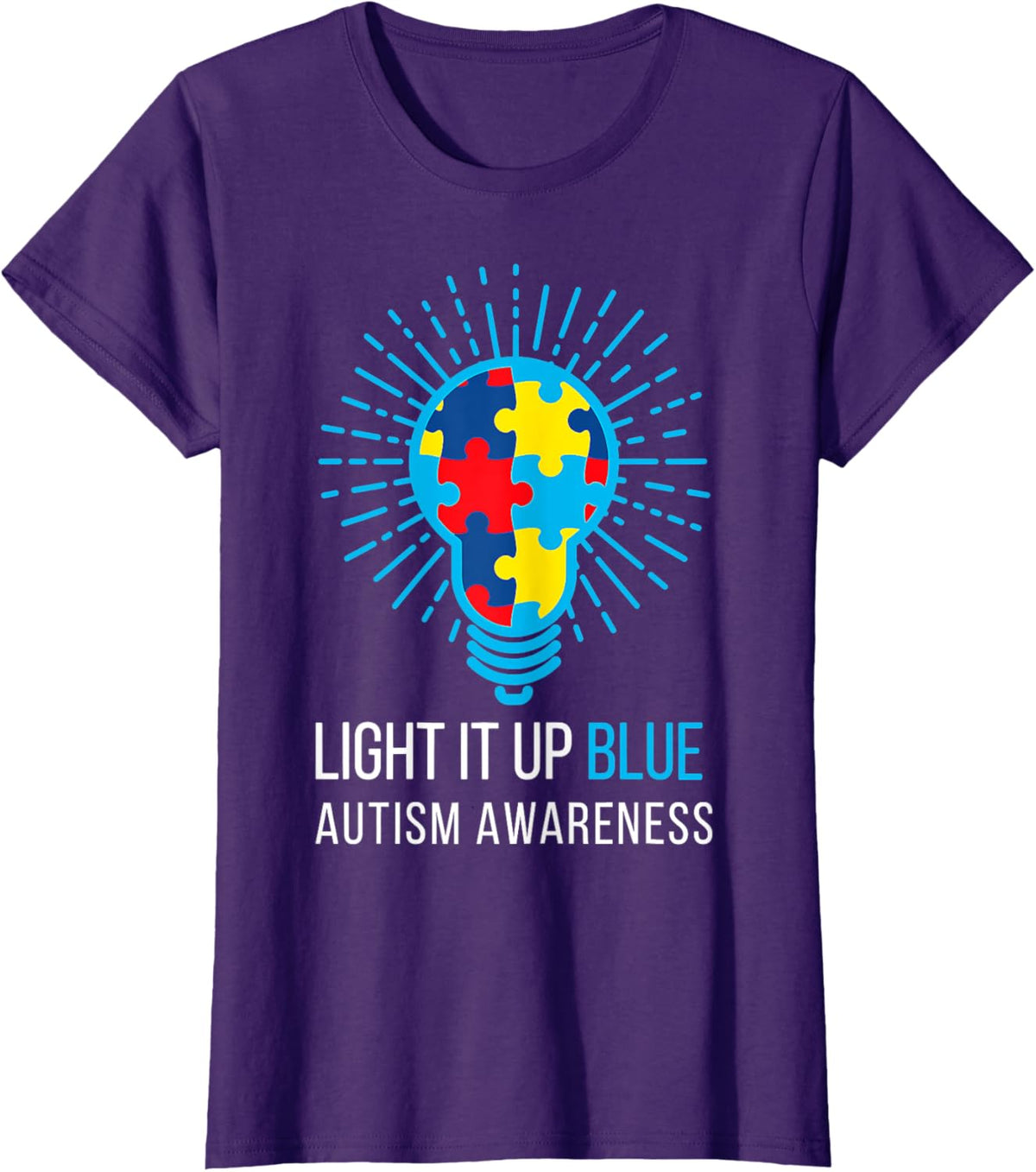 Light It Up Blue Autism Awareness Ribbon Puzzle Pieces