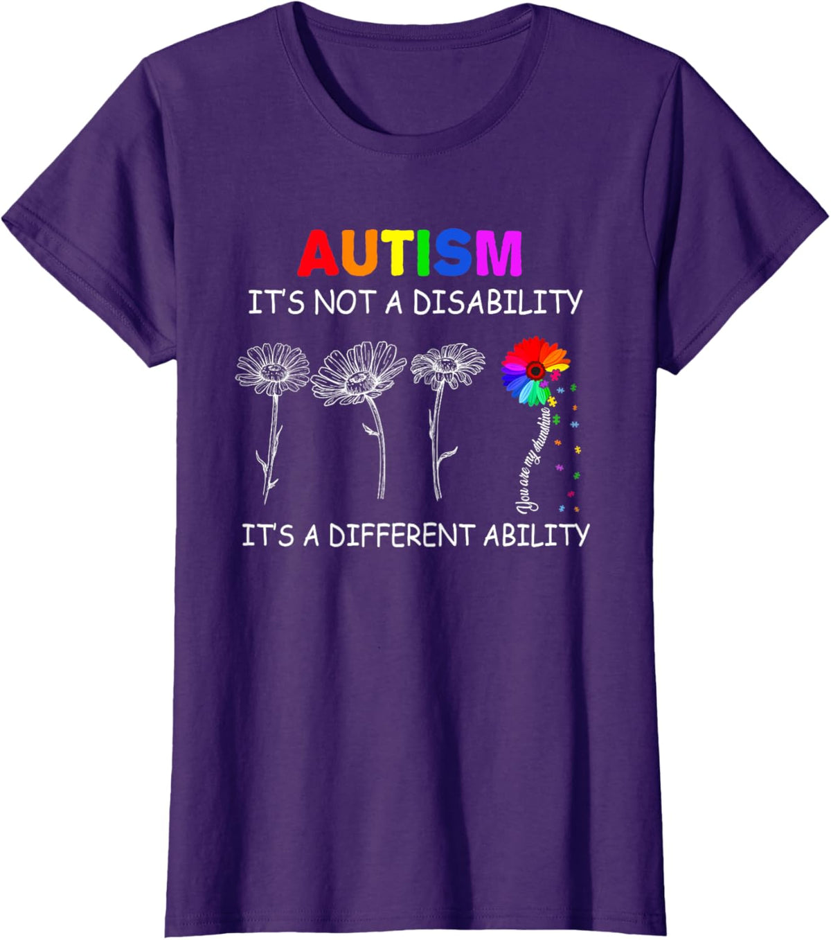 Not a disability its a different ability - Autism Awareness T-Shirt, Black