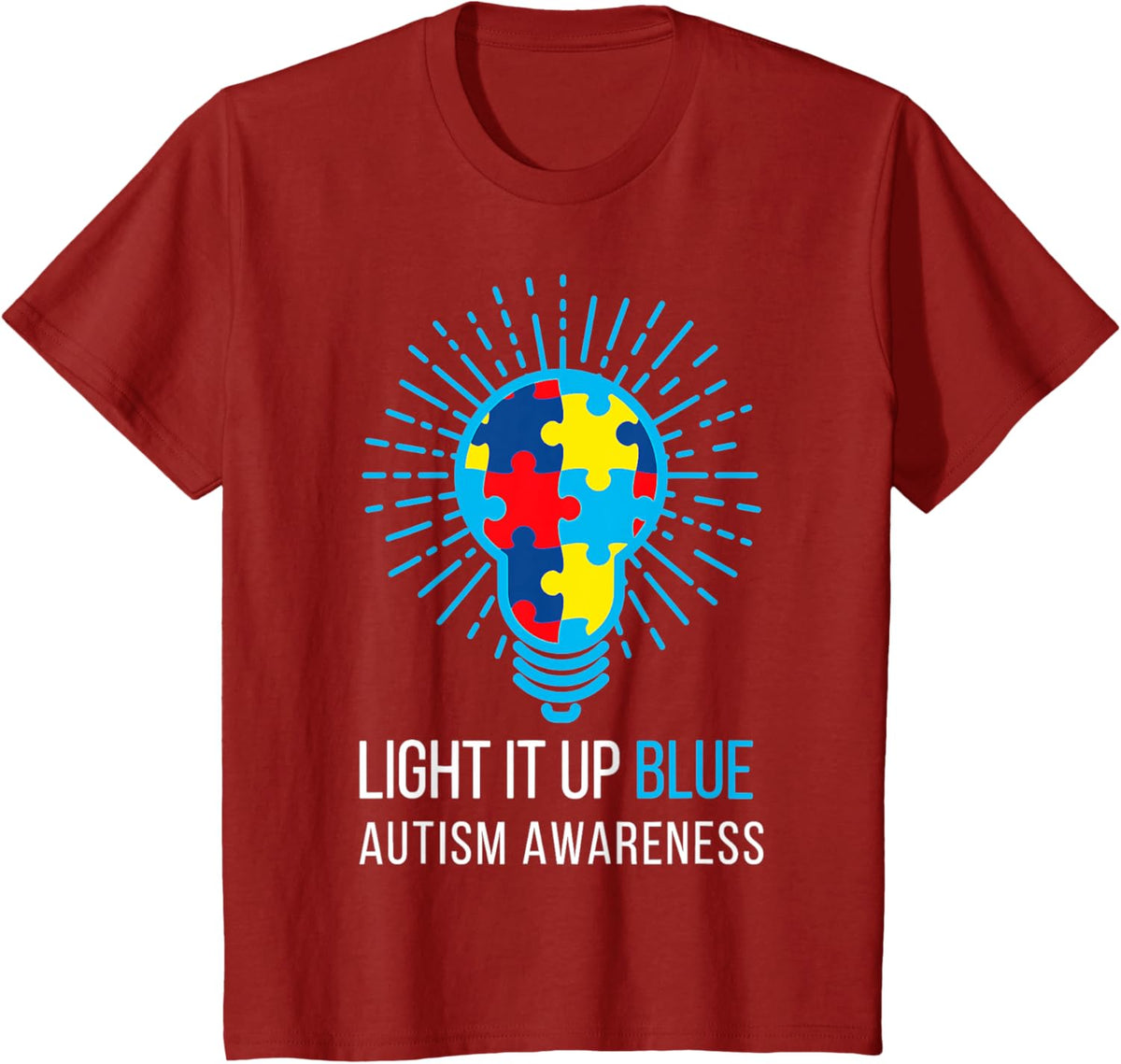 Light It Up Blue Autism Awareness Ribbon Puzzle Pieces
