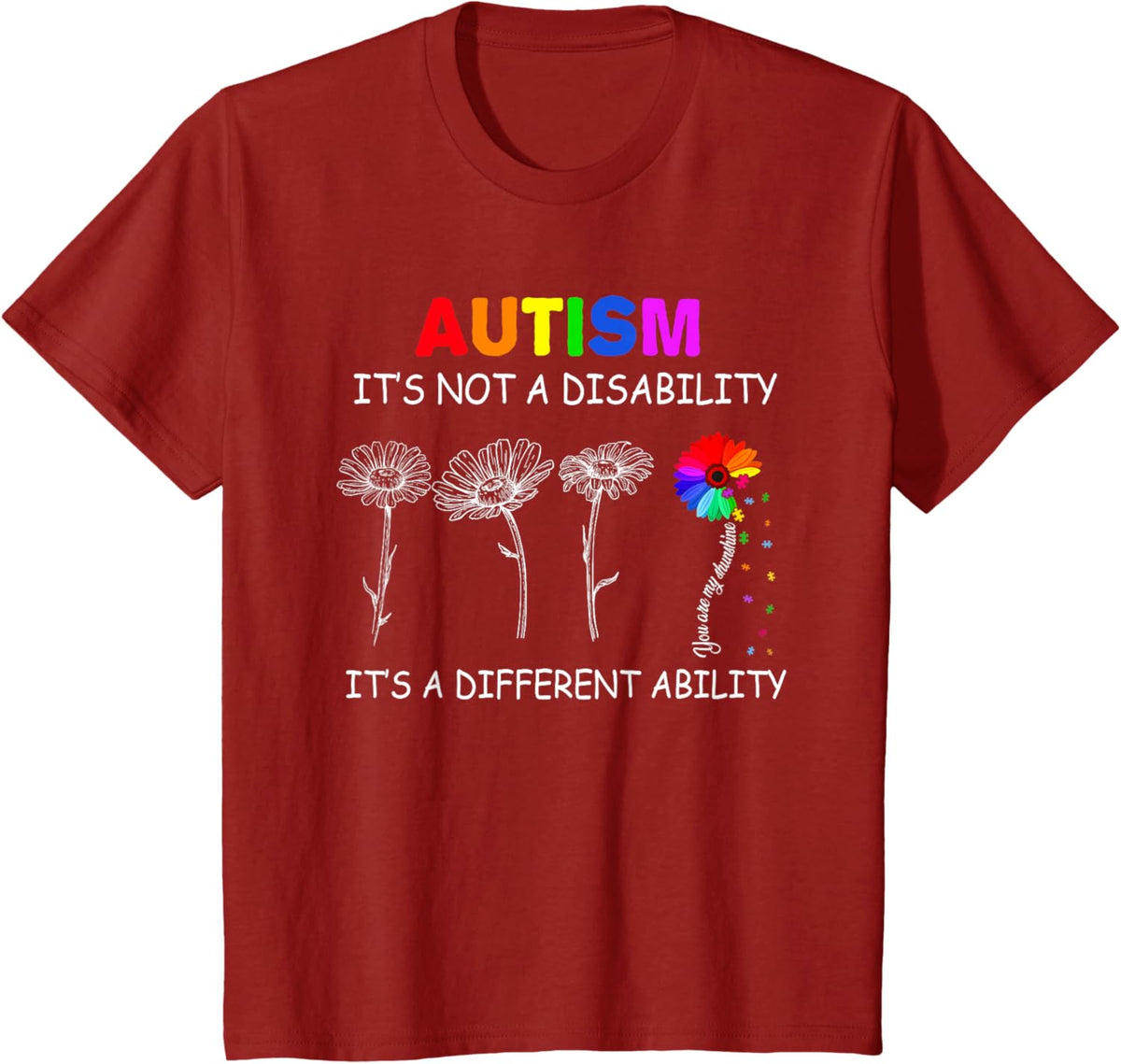 Not a disability its a different ability - Autism Awareness T-Shirt, Black