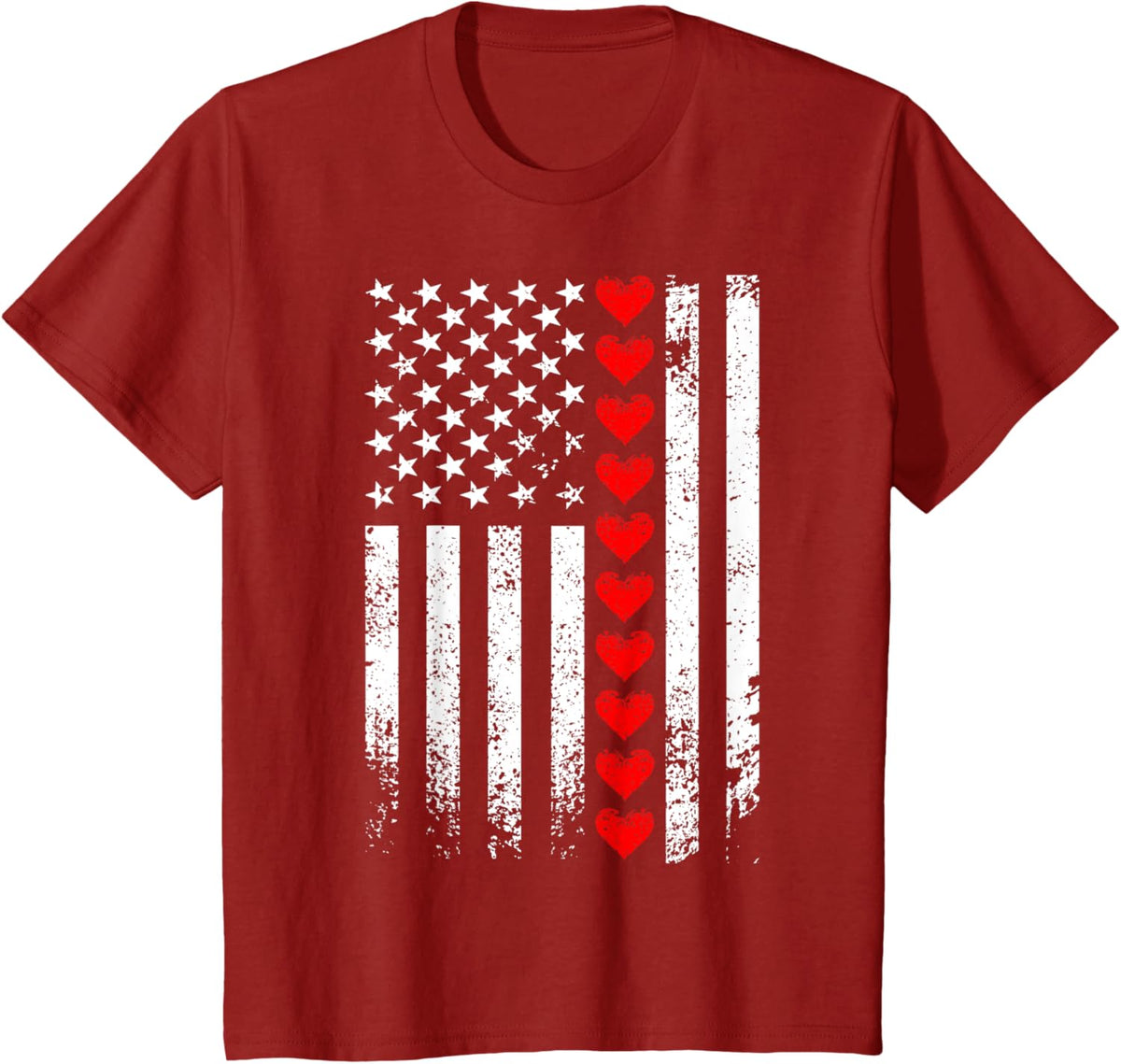 Vintage Valentines Day American Flag Hearts Mens Boys Kids