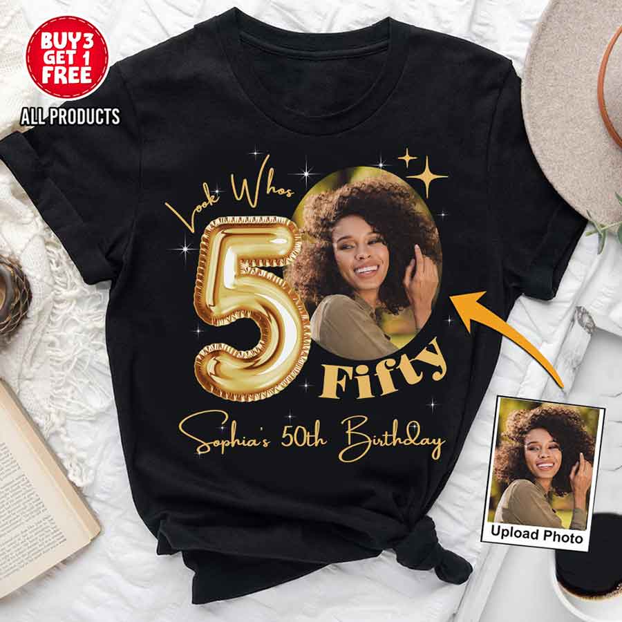 Custom Face Photo 50&#39;s Birthday Shirt, 50th Birthday Unique T Shirt For Woman, Custom Birthday Shirt, Her Gifts For 50 Years Old, Custom Picture Tee, Personalized Birthday Shirt-YPT-HCT
