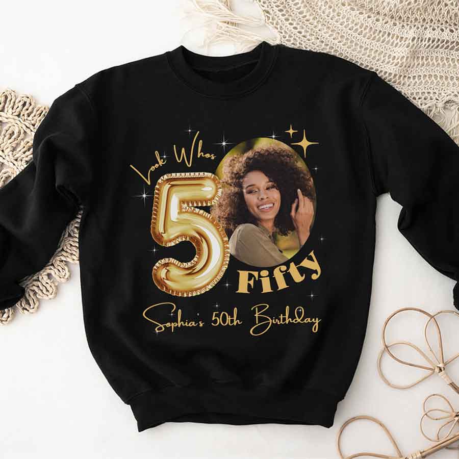 Custom Face Photo 50&#39;s Birthday Shirt, 50th Birthday Unique T Shirt For Woman, Custom Birthday Shirt, Her Gifts For 50 Years Old, Custom Picture Tee, Personalized Birthday Shirt-YPT-HCT