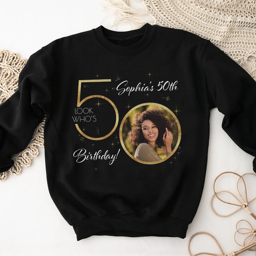 Custom Face Photo 50&#39;s Birthday Shirt, 50th Birthday Unique T Shirt For Woman, Custom Birthday Shirt, Her Gifts For 50 Years Old, Custom Picture Tee, Personalized Birthday Shirt-YPT-HCT