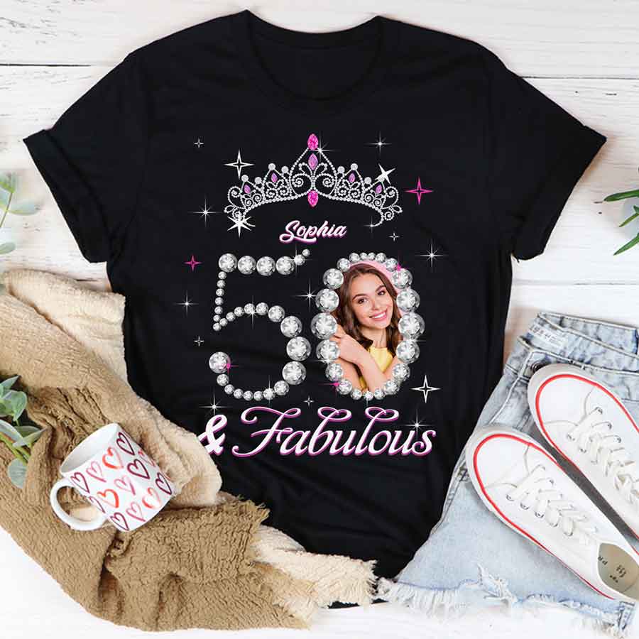 50th Birthday Shirts, Custom Birthday Shirts, Turning 50 Shirt, Gifts For Women Turning 50, 50 And Fabulous Shirt, 50th Birthday Shirts For Her-YPT-HCT