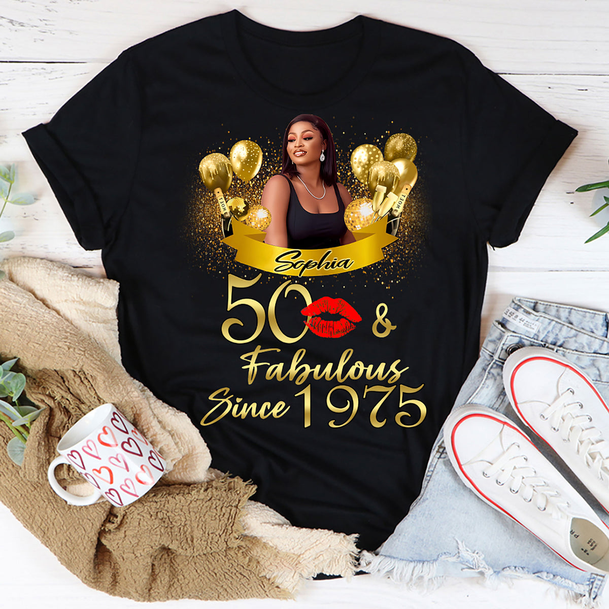 50th Birthday Shirts, Custom Birthday Shirts, Turning 50 Shirt, Gifts For Women Turning 50, 50 And Fabulous Shirt, 1975 Shirt, 50th Birthday Shirts For Her-YPT-HMT