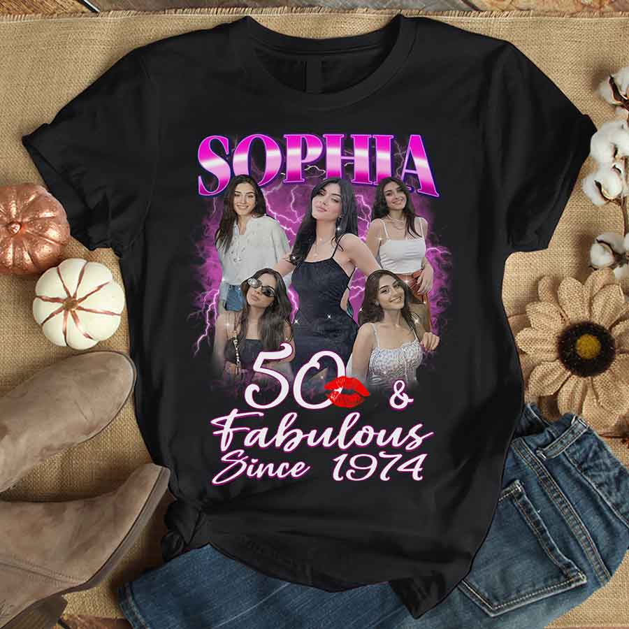 50th Birthday Shirts, Custom Birthday Shirts, Turning 50 Shirt, Gifts For Women Turning 50, 50 And Fabulous Shirt, 1974 Shirt, 50th Birthday Shirts For Her-YPT-HCT