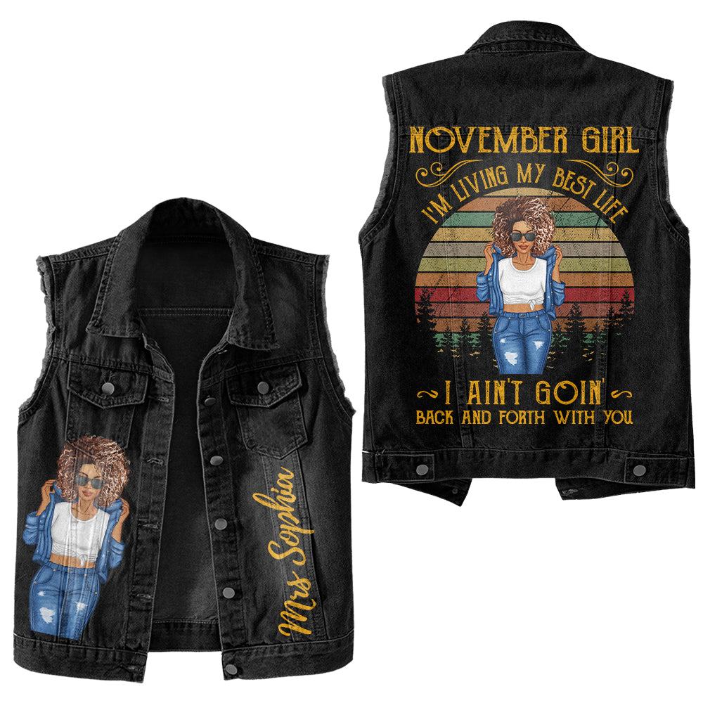 Premium Log Denim Vest - November Birthday Gifts, Custom Birthday Gift, Queens Are Born In November