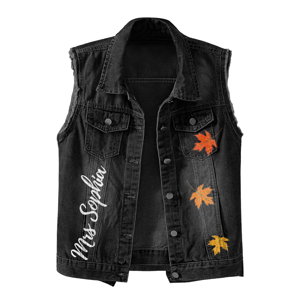 Premium Log Denim Vest - Gift For Women, Denim Vest Book, Reading Book Lover