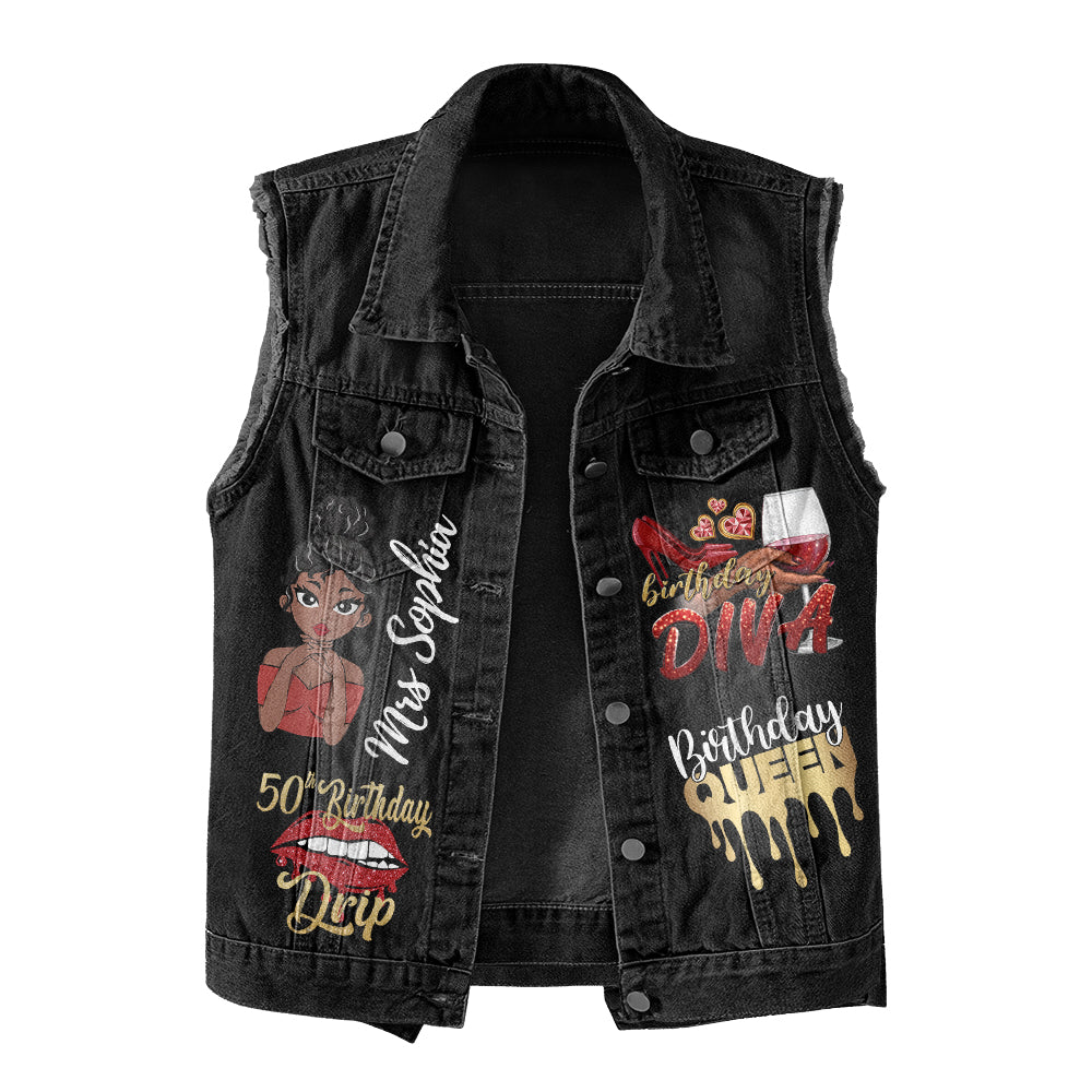 Premium Log Denim Vest - Personalised 50th Birthday Gifts, Gift Ideas 50th Birthday Woman