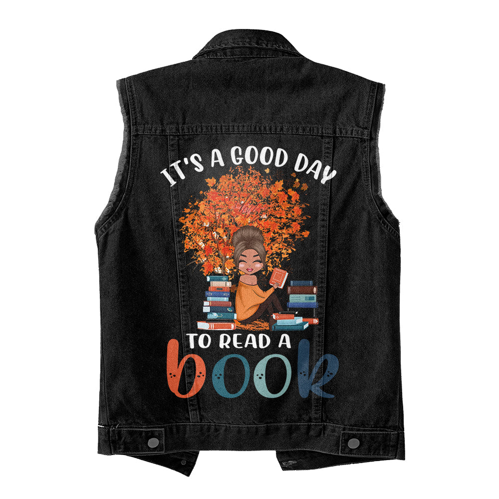Premium Log Denim Vest - Gift For Women, Denim Vest Book, Reading Book Lover