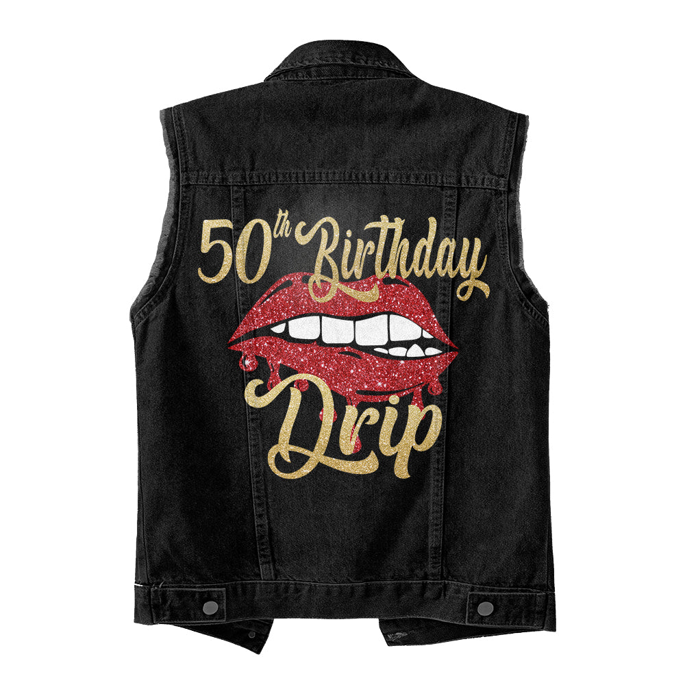 Premium Log Denim Vest - Personalised 50th Birthday Gifts, Gift Ideas 50th Birthday Woman