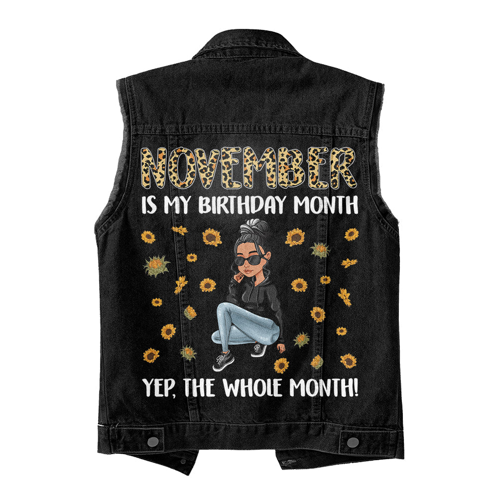Premium Log Denim Vest - November Birthday Gifts, Custom Birthday Gift, Queens Are Born In November