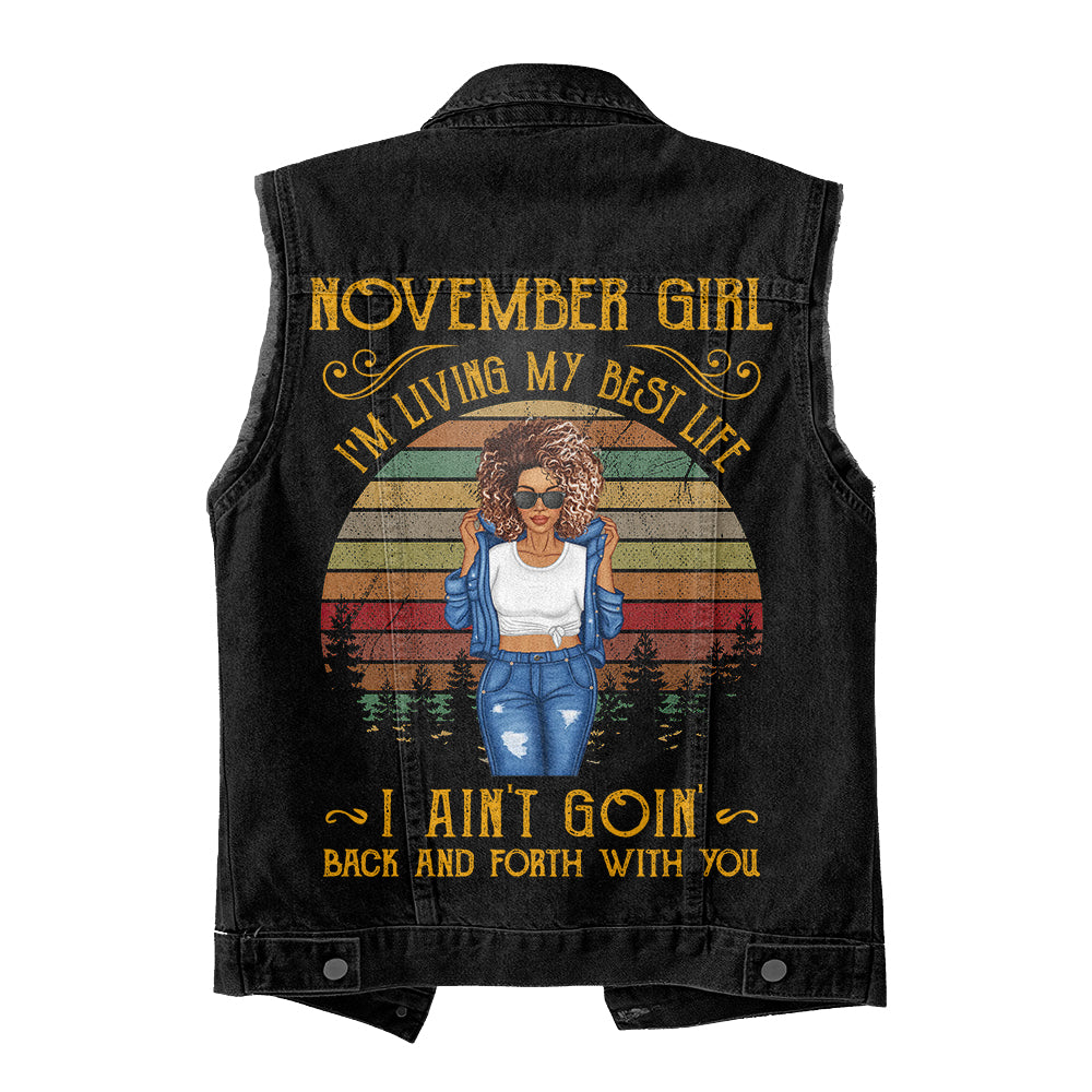 Premium Log Denim Vest - November Birthday Gifts, Custom Birthday Gift, Queens Are Born In November