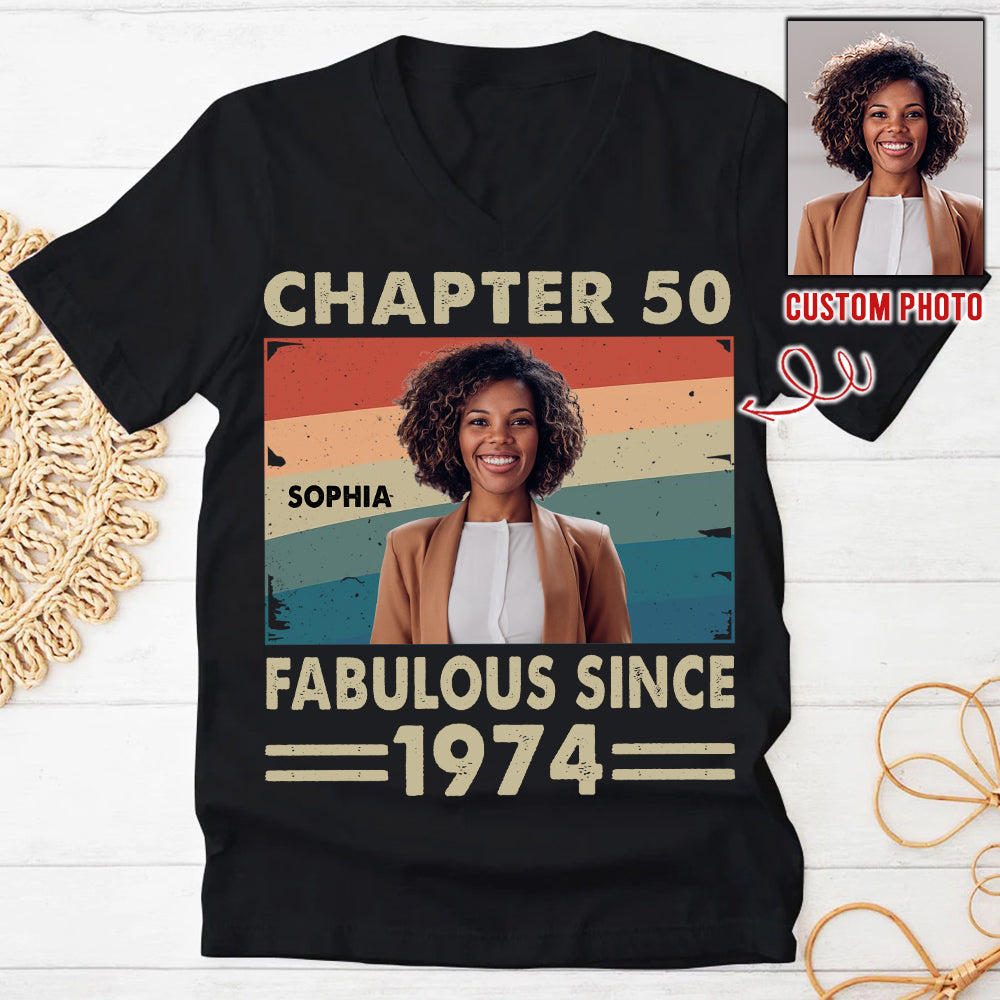 Chapter 50, Fabulous Since 1974 50th Birthday Unique T Shirt For Woman, Her Gifts For 50 Years Old , Turning 50 Birthday Cotton Shirt - HCT