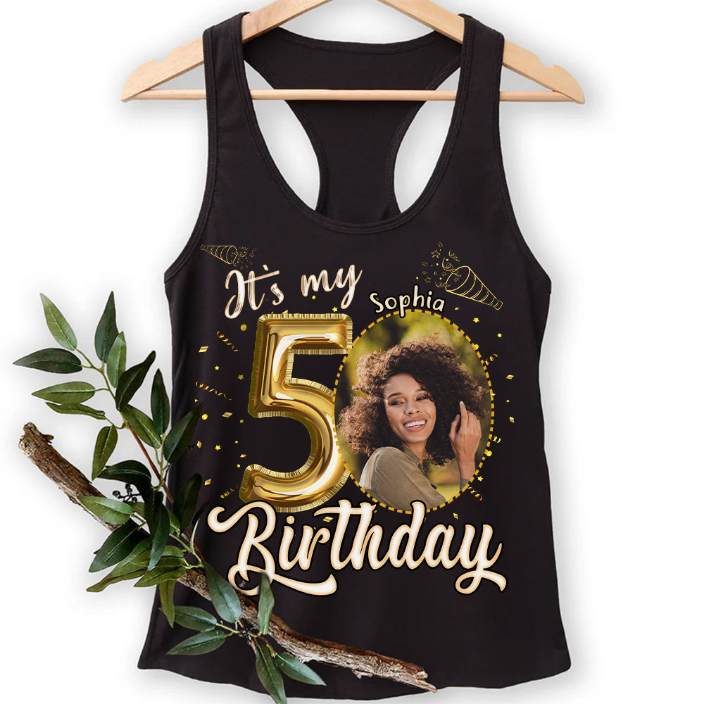Custom Face Photo 50&#39;s Birthday Shirt, 50th Birthday Unique T Shirt For Woman, Custom Birthday Shirt, Her Gifts For 50 Years Old , Turning 50 Birthday Cotton Shirt-YPT-HCT
