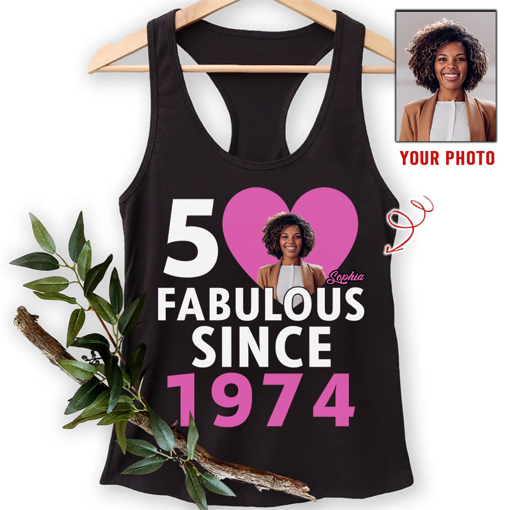 Custom Birthday Shirt, Her Gifts For 50 Years Old , Turning 50 Birthday Cotton Shirt, Fabulous Since 1974 - HCT