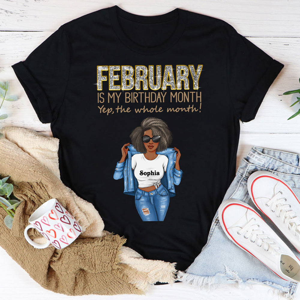 Custom February Birthday Shirt For Woman, Queens Are Born In February Gifts, Melanin Afro Woman Shirt, Black Girl Tee, Afro Queen Gift-YPT-HCT