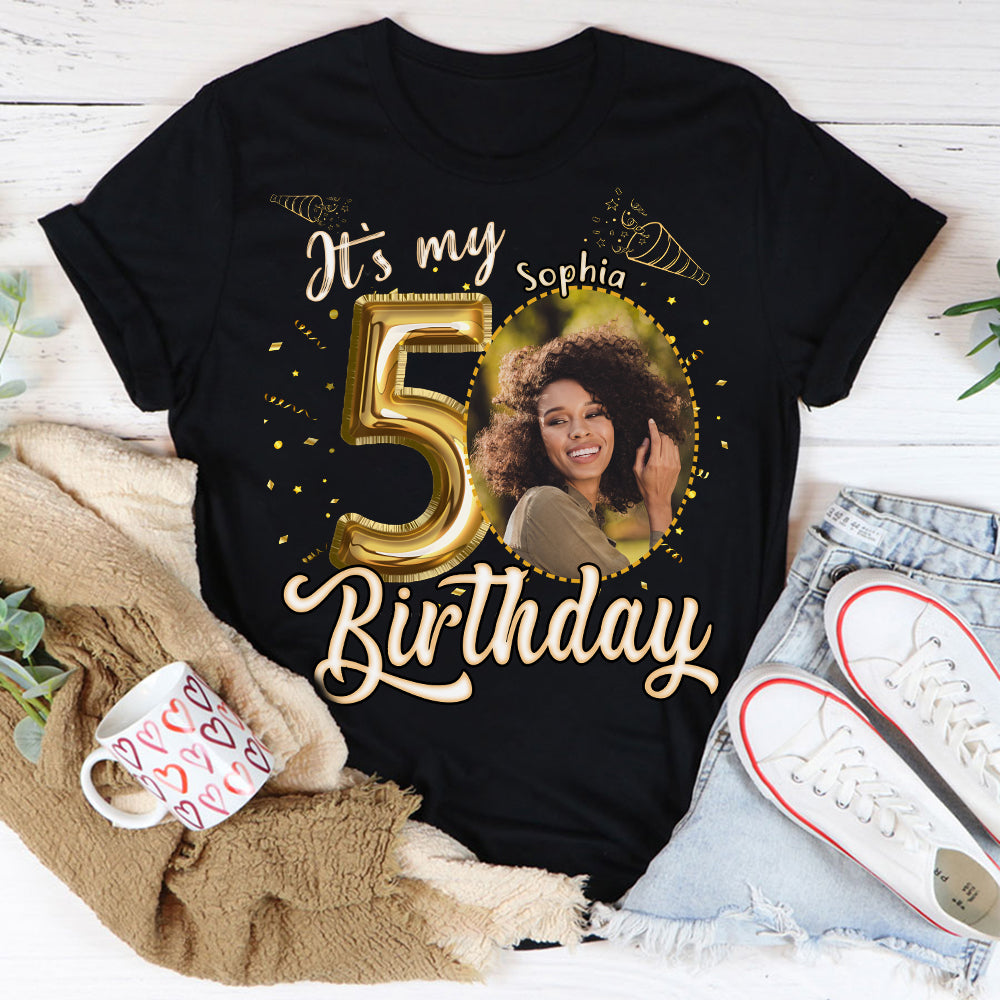 Custom Face Photo 50&#39;s Birthday Shirt, 50th Birthday Unique T Shirt For Woman, Custom Birthday Shirt, Her Gifts For 50 Years Old , Turning 50 Birthday Cotton Shirt-YPT-HCT
