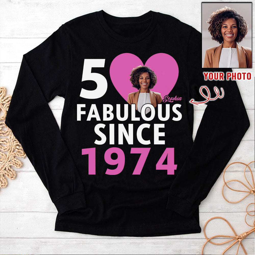 Custom Birthday Shirt, Her Gifts For 50 Years Old , Turning 50 Birthday Cotton Shirt, Fabulous Since 1974 - HCT