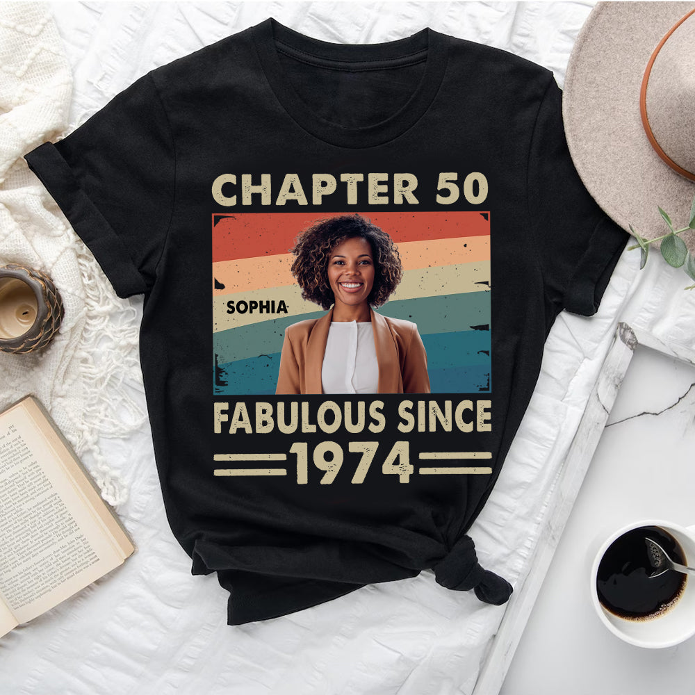 Chapter 50, Fabulous Since 1974 50th Birthday Unique T Shirt For Woman, Her Gifts For 50 Years Old , Turning 50 Birthday Cotton Shirt - HCT
