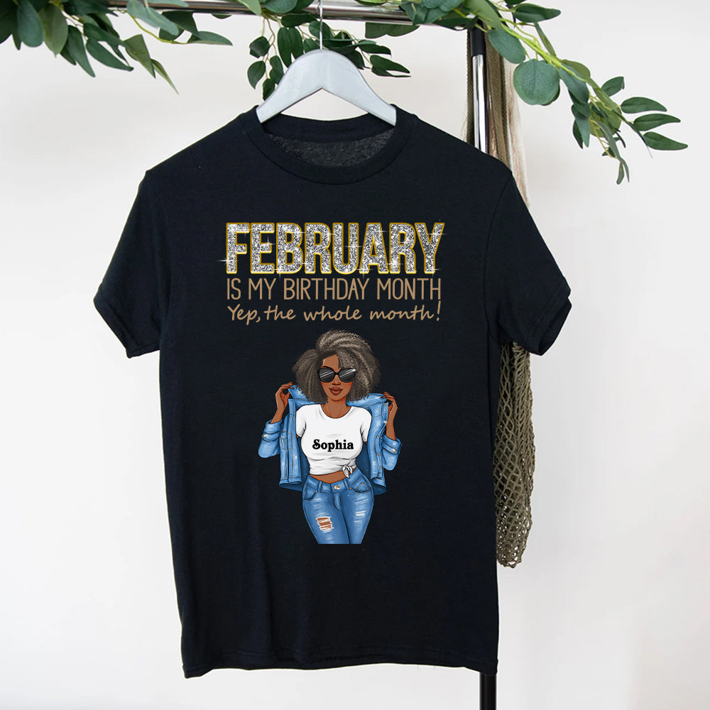 Custom February Birthday Shirt For Woman, Queens Are Born In February Gifts, Melanin Afro Woman Shirt, Black Girl Tee, Afro Queen Gift-YPT-HCT