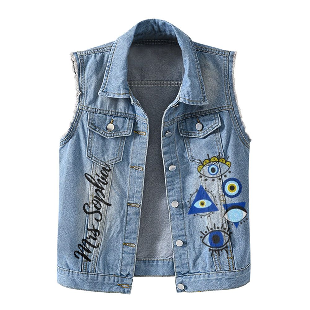 Premium Log Denim Vest - Gift For Women,  Denim Vest  Yoga,  Yoga Lover