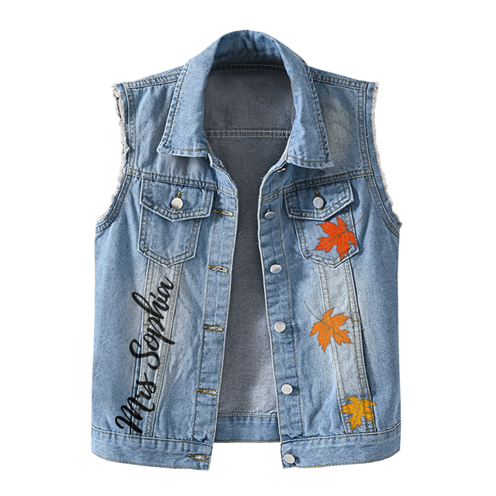 Premium Log Denim Vest - Gift For Women, Denim Vest Book, Reading Book Lover