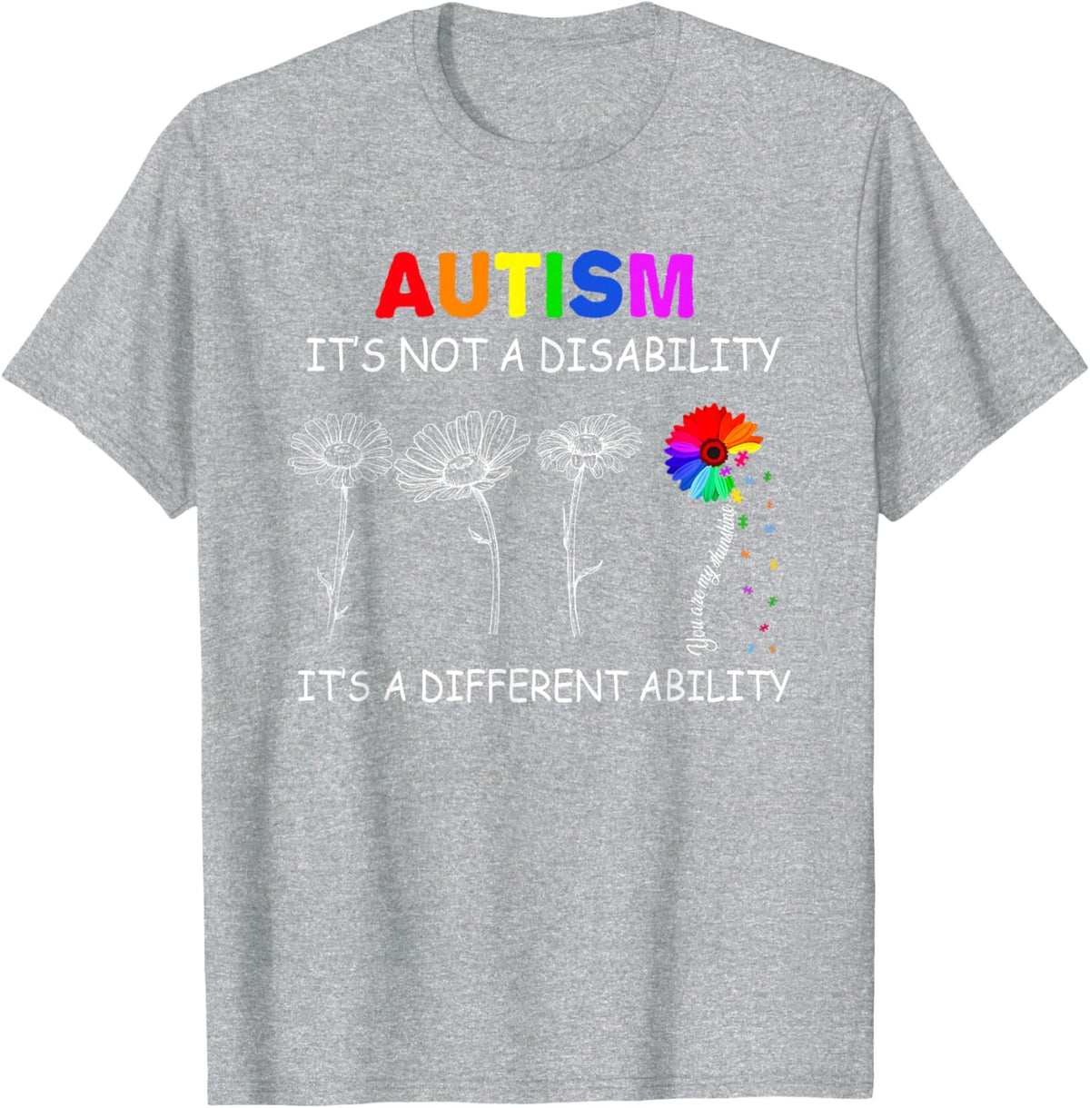 Not a disability its a different ability - Autism Awareness T-Shirt, Black