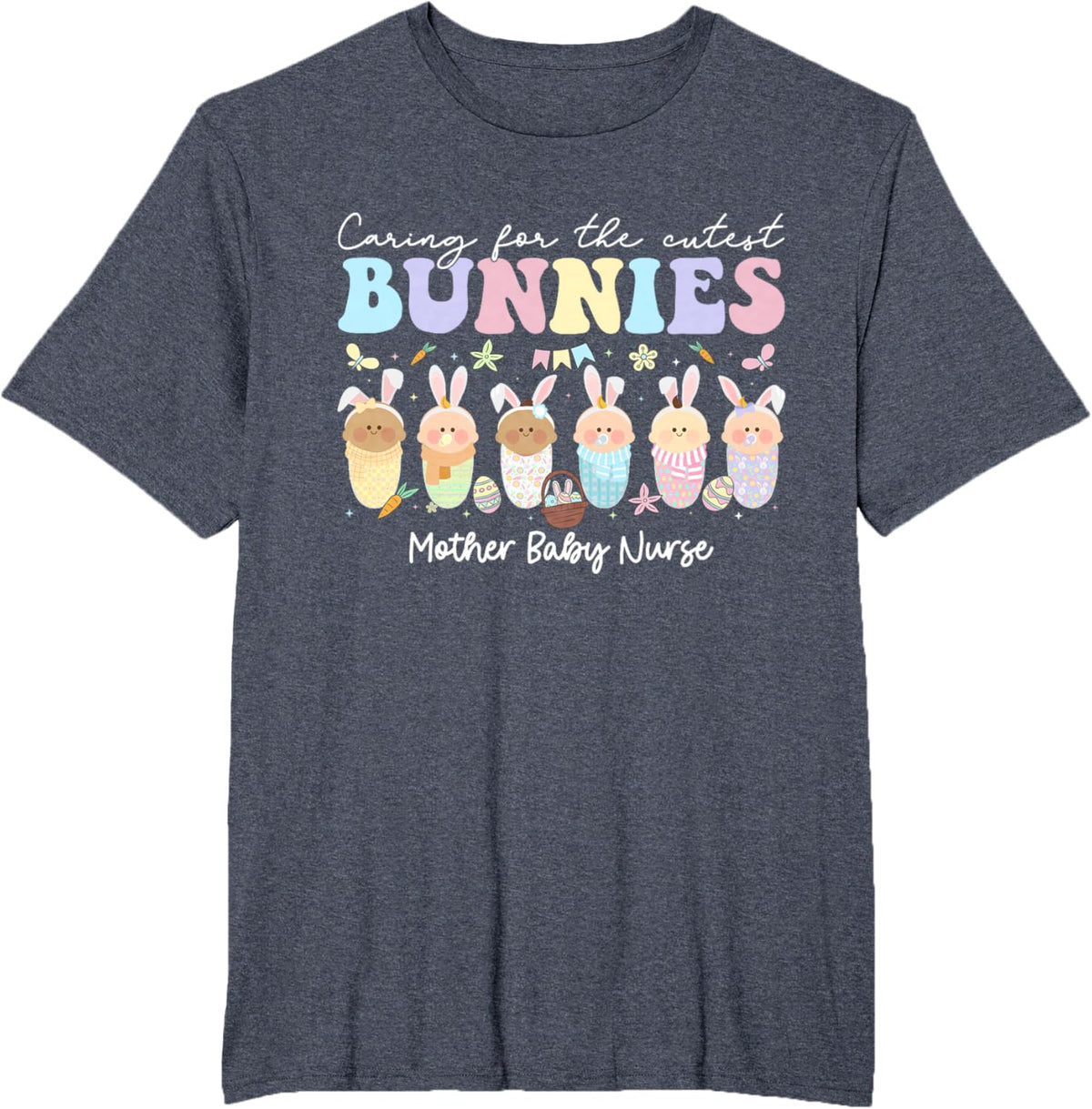 Mother Baby Nurse Easter Day Caring For The Cutest Bunnies T-Shirt, Small, Black