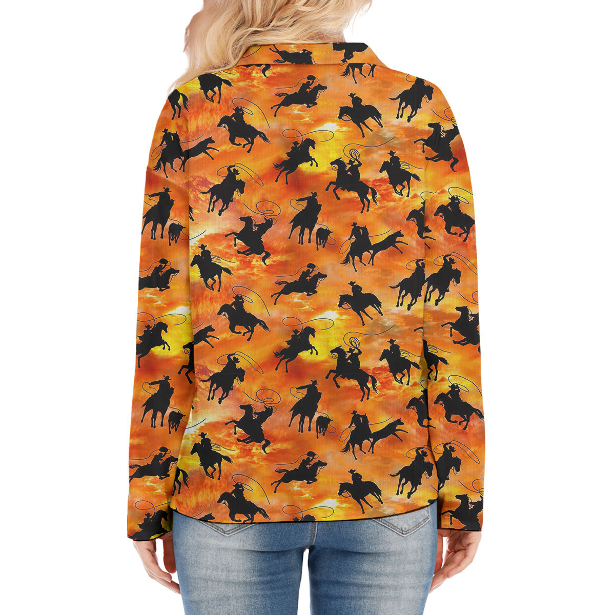 Horse Cowboy Pattern Casual Shirt For Woman