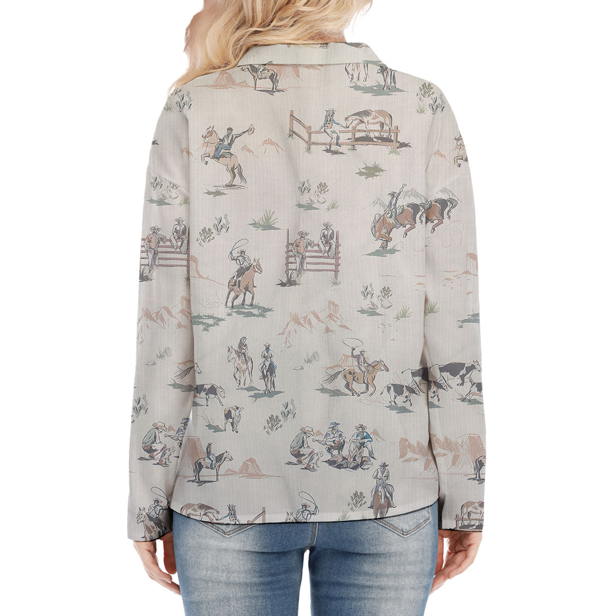 Horse Cowboy Pattern Casual Shirt For Woman