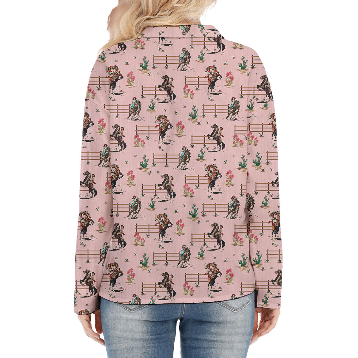 Horse Cowboy Pattern Casual Shirt For Woman