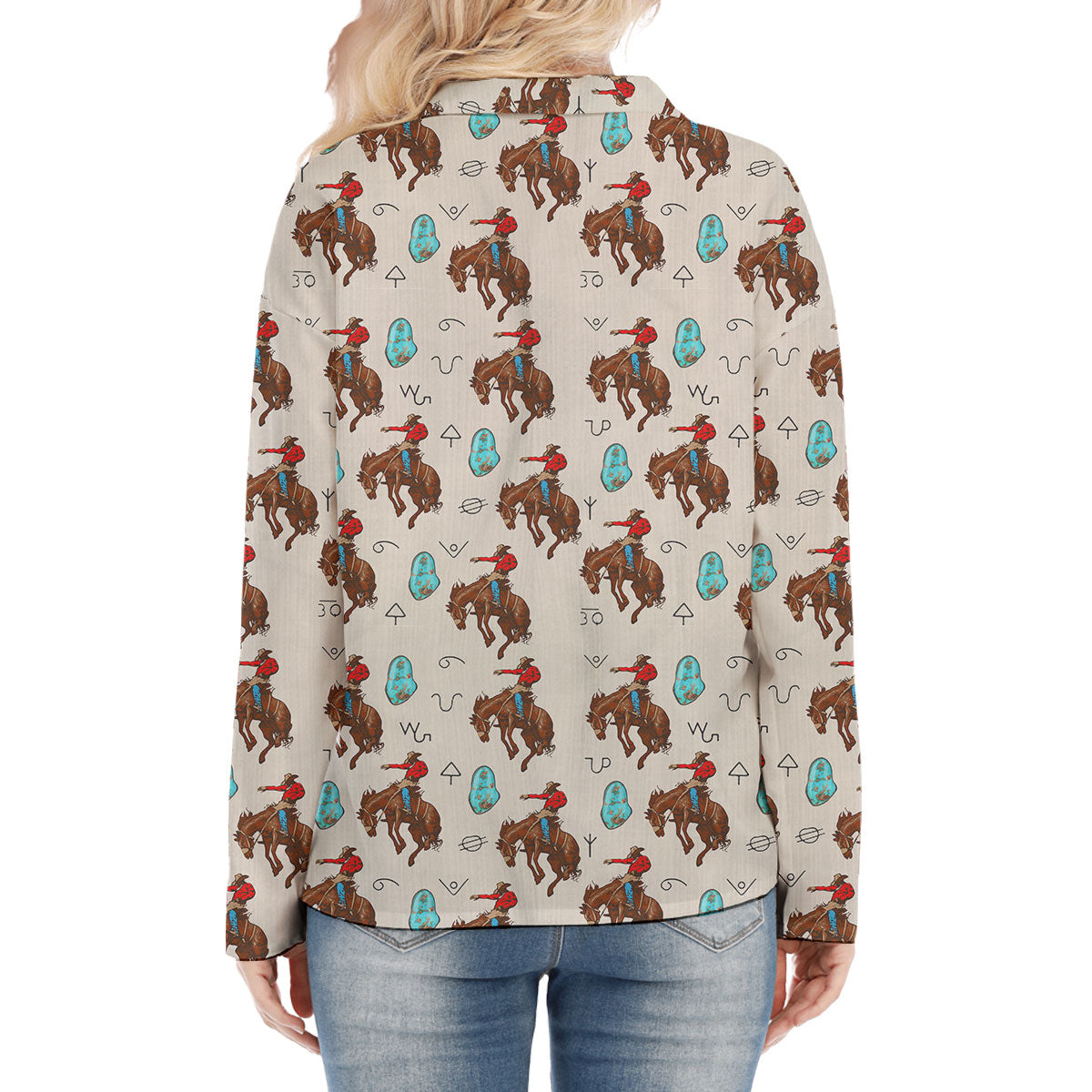 Horse Cowboy Pattern Casual Shirt For Woman