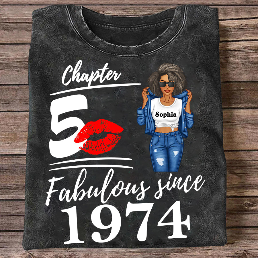 Chapter 50, Fabulous Since 1974 50th Birthday Unique T Shirt For Woman, Her Gifts For 50 Years Old , Turning 50 Birthday Cotton Shirt - ALK