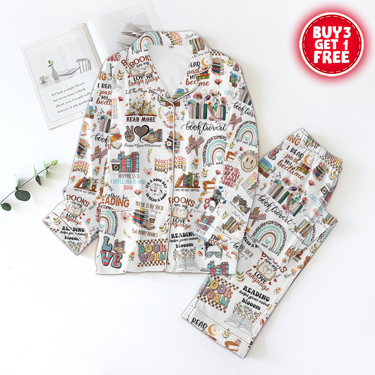 Personalized Women&#39;s Pajama Set, Gift For Book Lovers