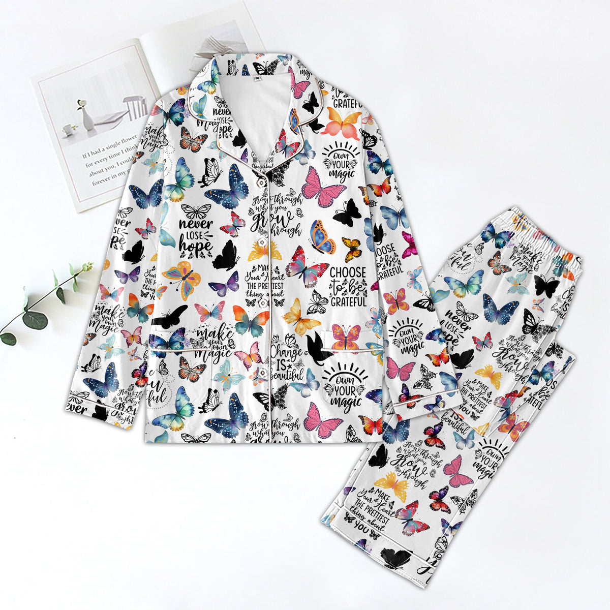 Personalized Women's Pajama Set, Gift For Butterflies Lovers