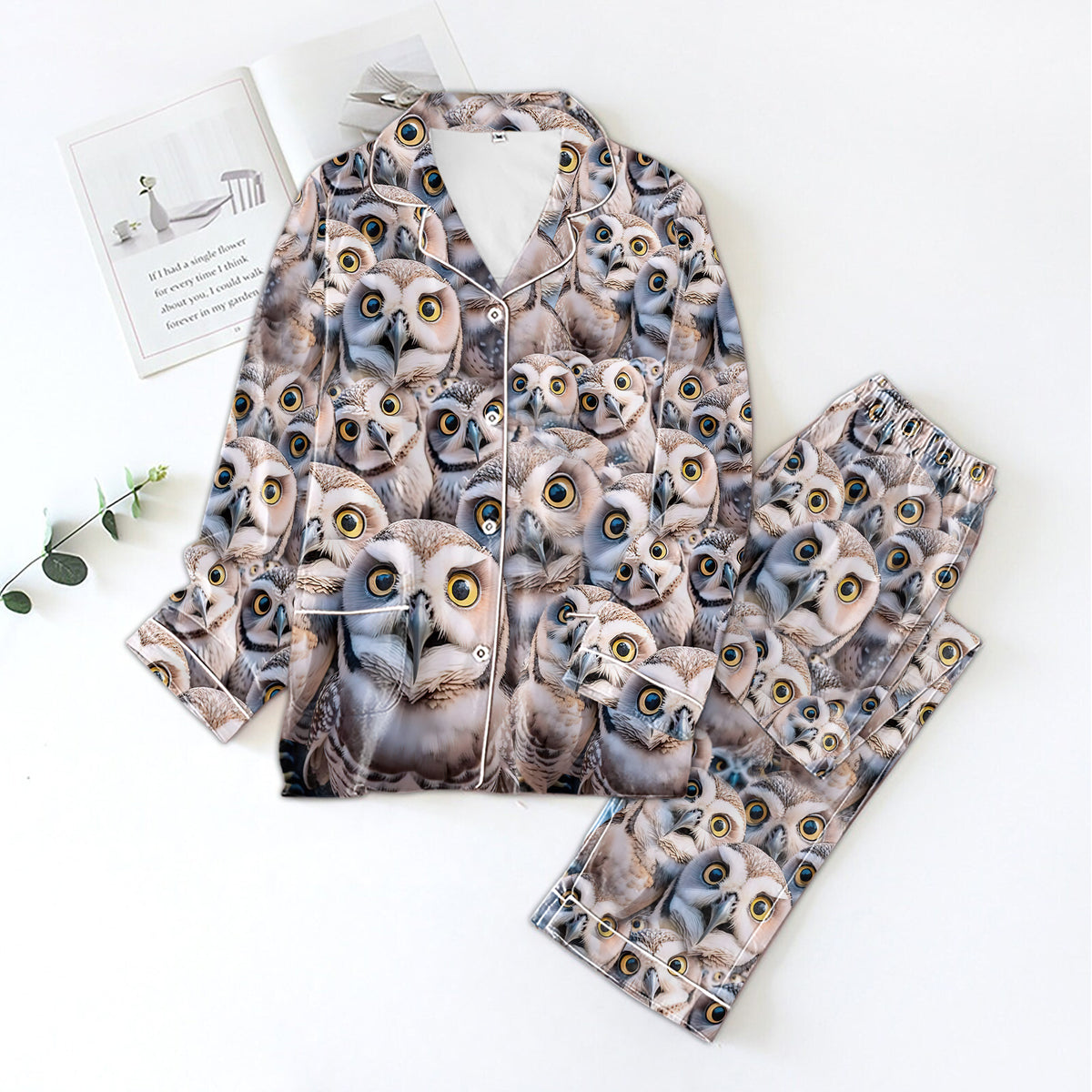 Personalized Women's Pajama Set, Gift For Owl Lovers